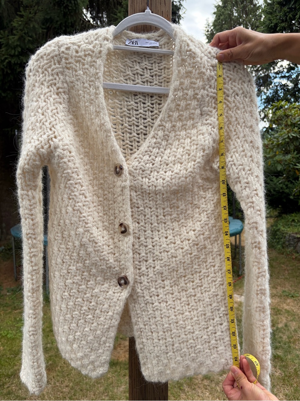 Zara Cream Chunky Knit Button-Front Cardigan